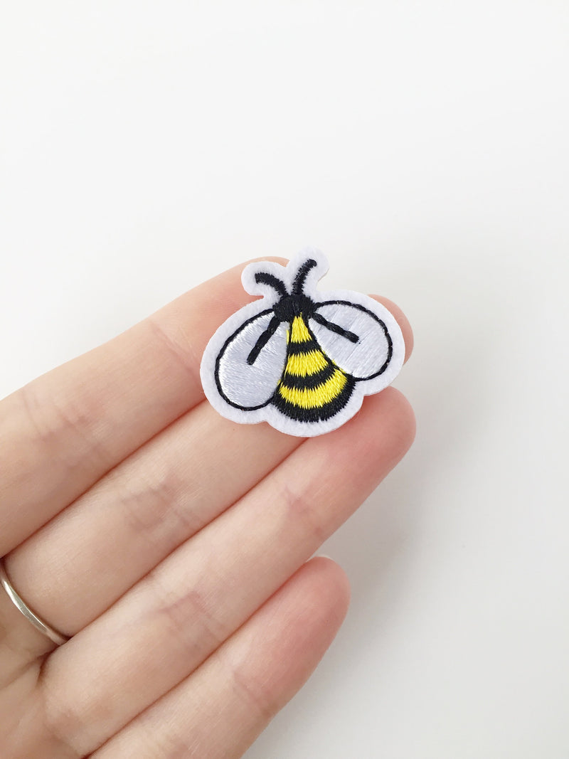 Miniature Bee Iron-on Patch, Tiny Bee Embroidered Applique