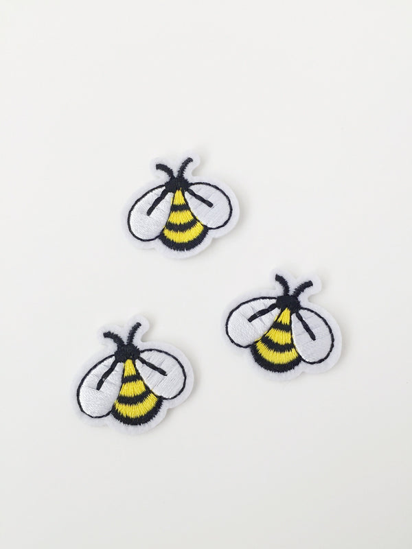 Miniature Bee Iron-on Patch, Tiny Bee Embroidered Applique