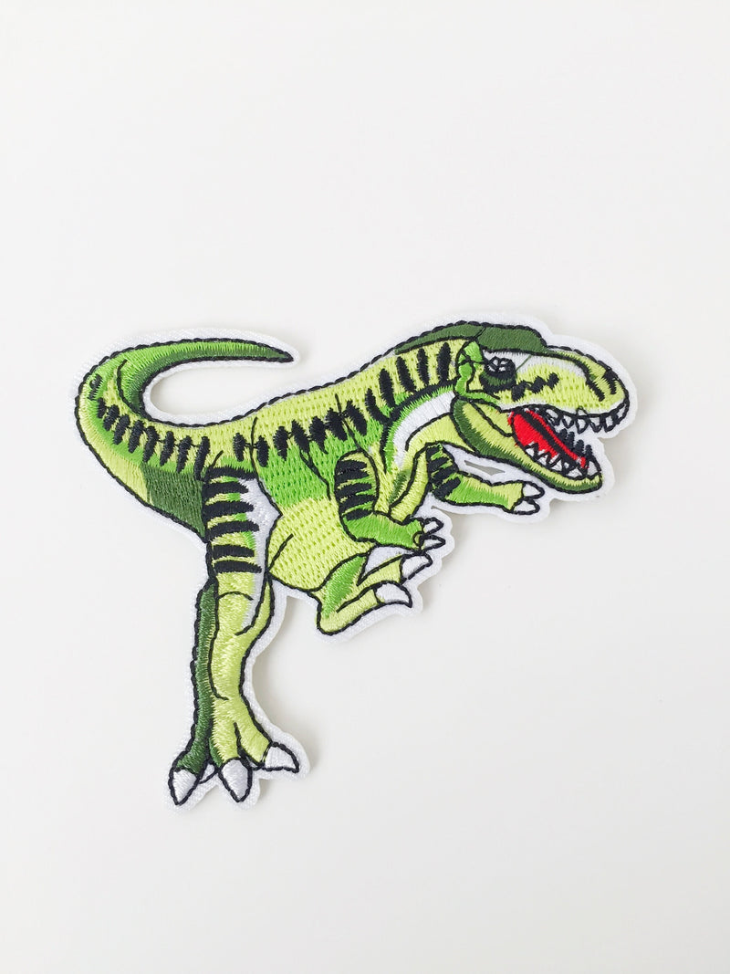 Tyrannosaurus Iron-on Patch, Green T-Rex Embroidery