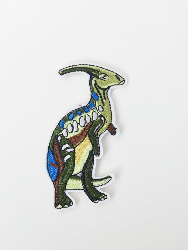 Charonosaurus Iron-on Patch, Parasaurolophus Embroidery Motif, Dinosaur Applique