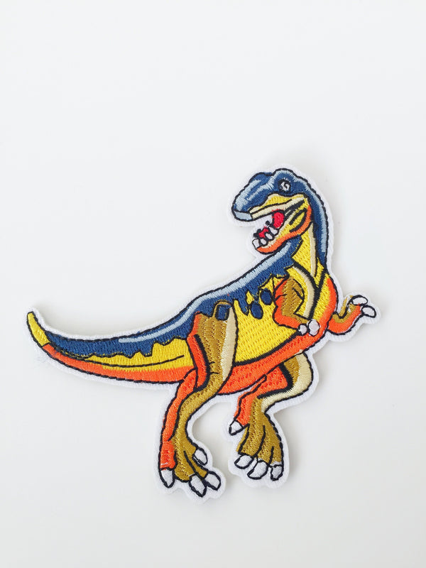 Velociraptor Iron-on Patch, Dinosaur Embroidery Applique