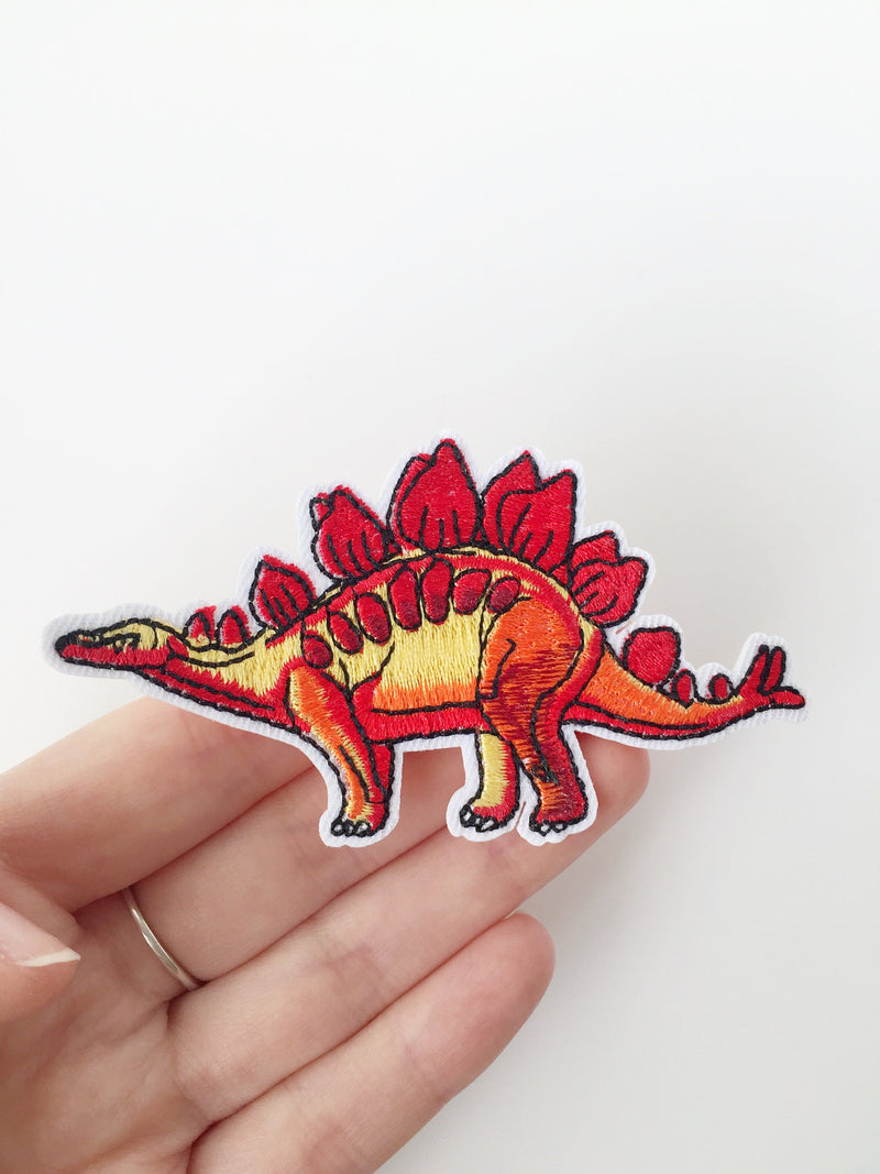 Stegosaurus Iron-on Patch, Dinosaur Embroidery, Paleontologist Gift