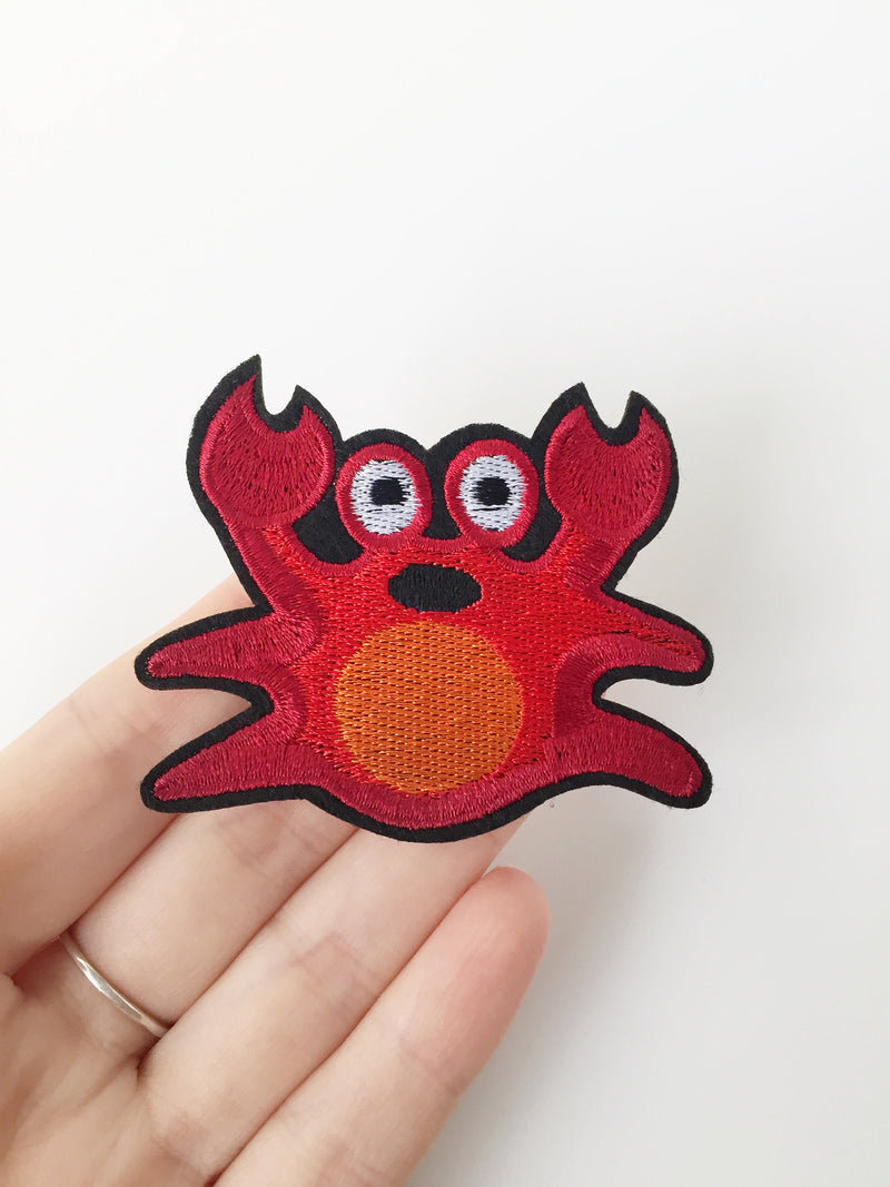 Cartoon Crab Iron-on Patch, Sea Life Animal Motif