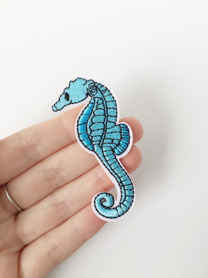 Embroidered Seahorse Iron-on Patch, Sea Life Animal Applique