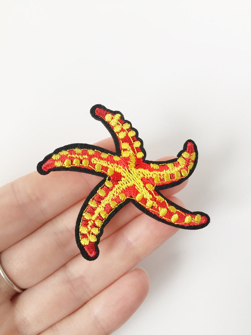 Starfish Iron-on Patch, Embroidered Starfish Applique