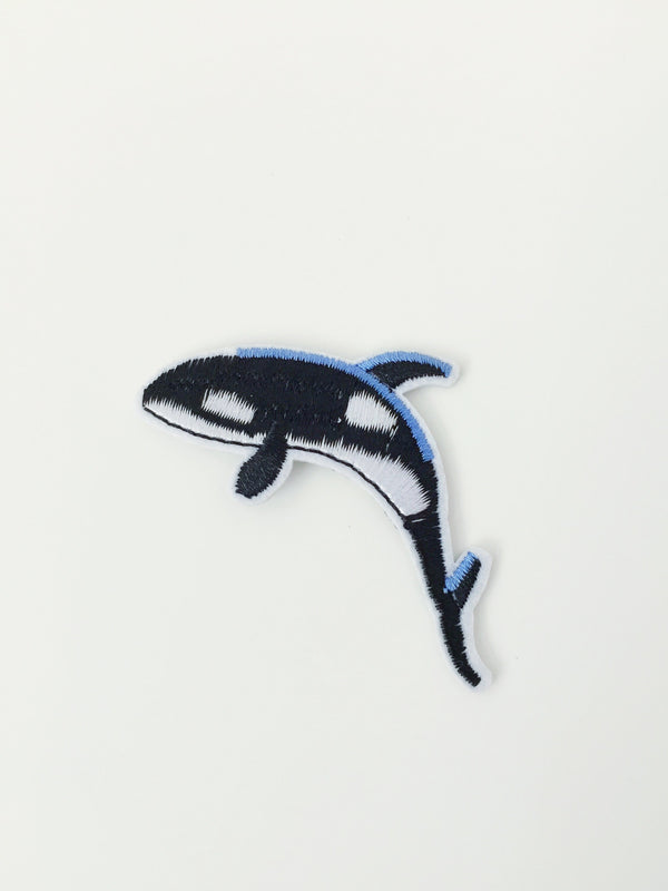 Orca Iron-on Patch, Embroidered Orca Whale Applique