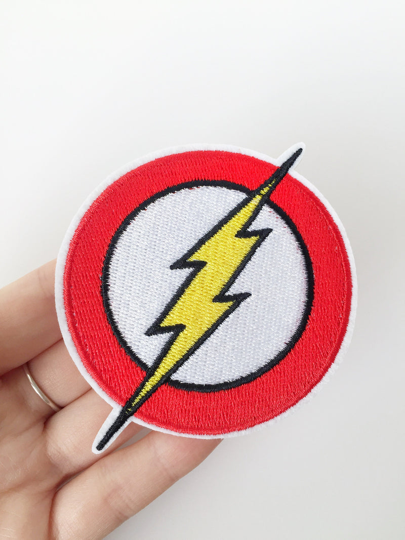 Lightning Bolt Iron-on Patch, Pop Culture Fun Badge