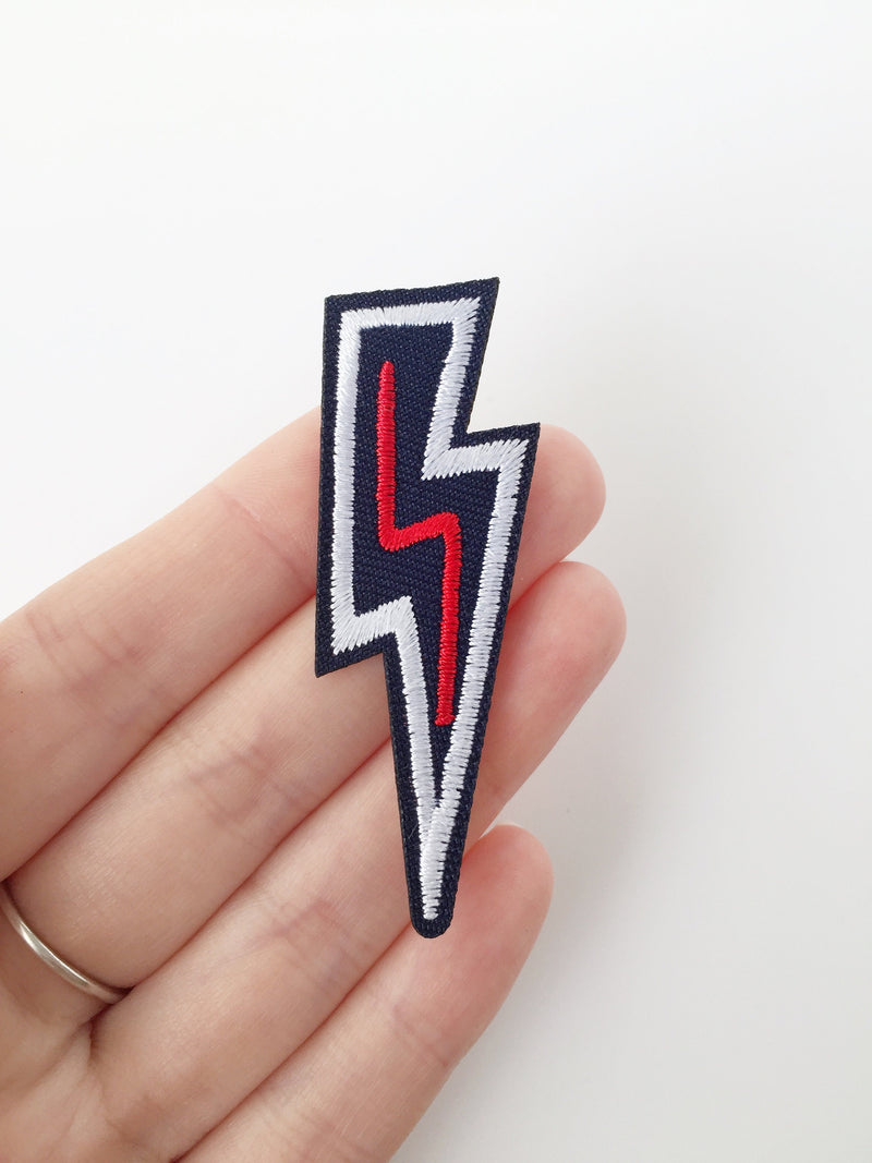 Bolt of Lightning Iron-on Patch, Rock Punk Metal Motif