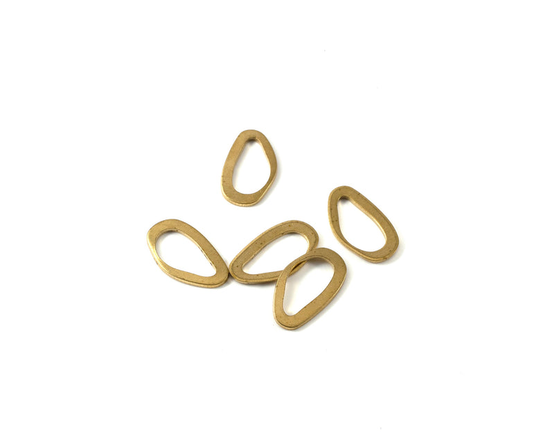 10 x Raw Brass Kidney Bean Charms/Connectors, 19x11mm (C0409)