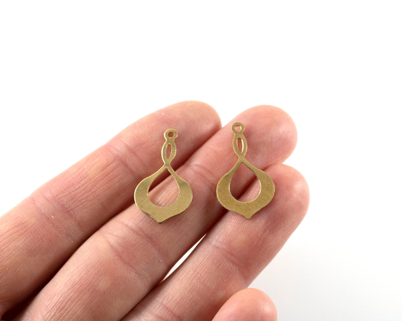 10 x Open Tear Drop Pendants, 25x14mm Raw Brass Moroccan Charms (C0291)