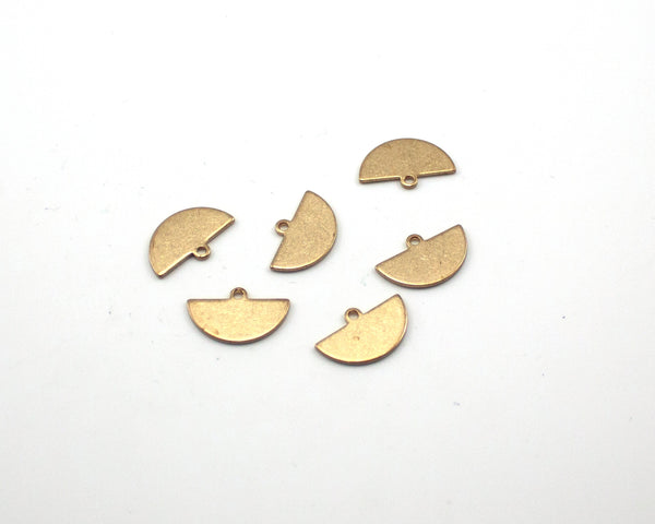 10 x Raw Brass Half Round Charms, 14.5x9mm (C0203)