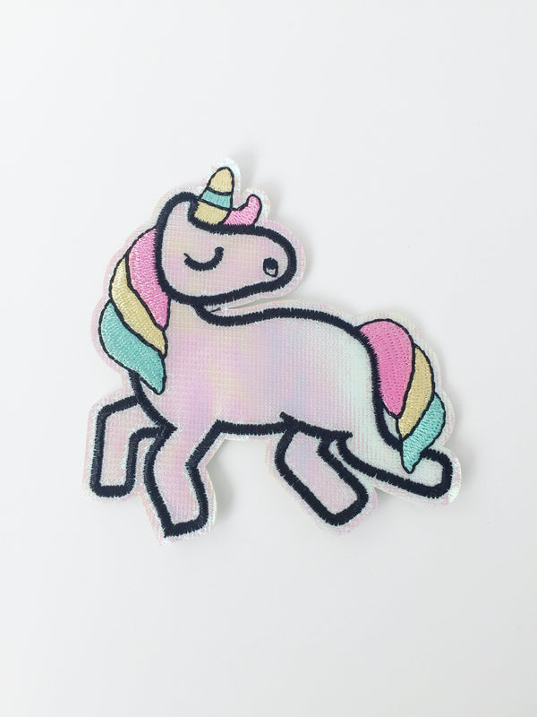 Unicorn Iron-on Patch, Holographic Unicorn Embroidery