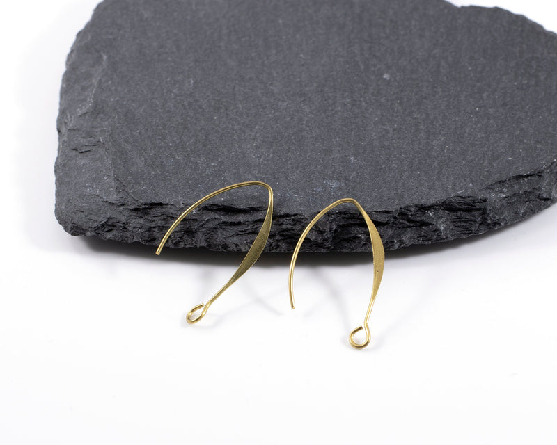 5 pairs x Raw Brass Gold Tone Long Earring Hooks, 38mm (C0250)