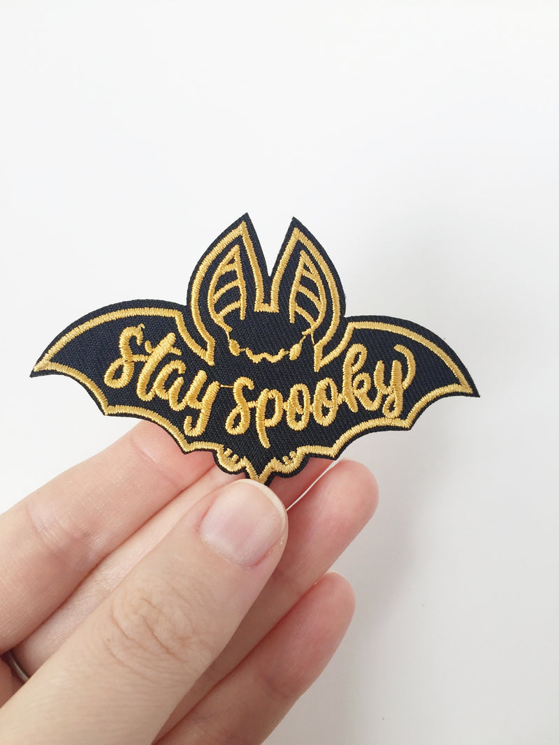 Halloween Bat Iron-on Patch, Embroidered Bat Motif Badge