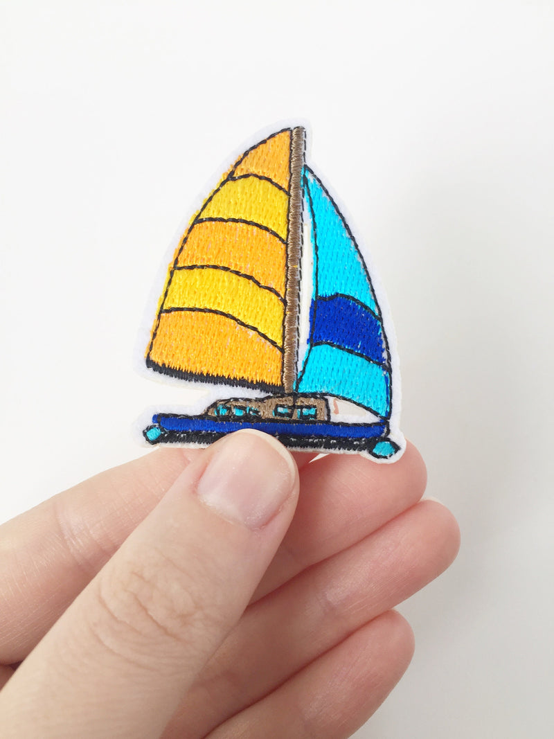 Sail Iron-on Patch, Embroidered Yacht Motif