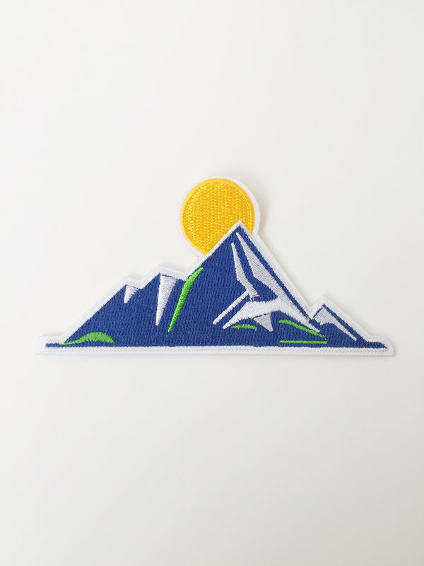 Mountain Iron-on Patch, Embroidered Mountain Sunrise Applique