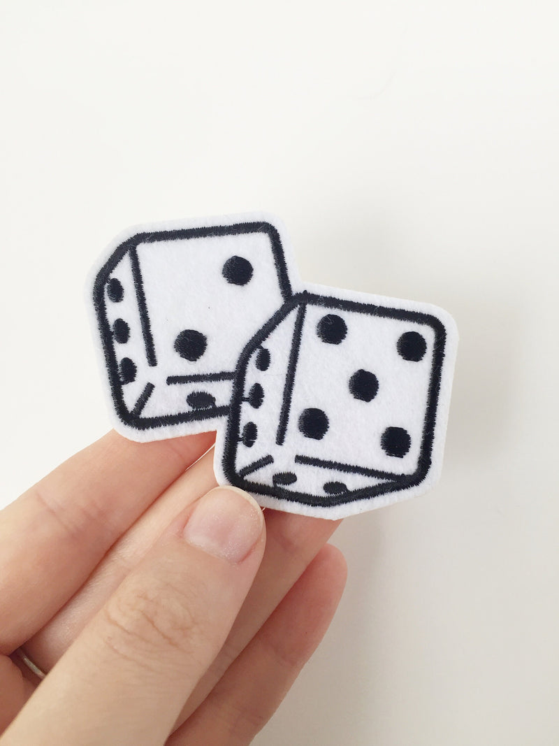 Dice Iron-on Patch, Embroidered Casino Dice Badge, Lucky Seven Applique