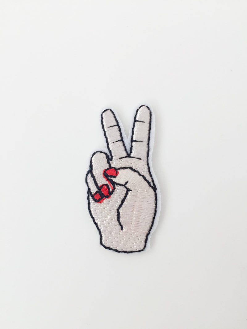 Sign Language Iron-on Patch, Victory Gesture Badge, ASL Keep Fighting Gesture Embroidery