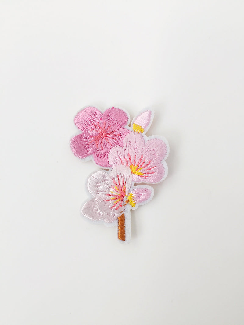 Pink Sakura Iron-on Patch, Cherry Blossom Badge