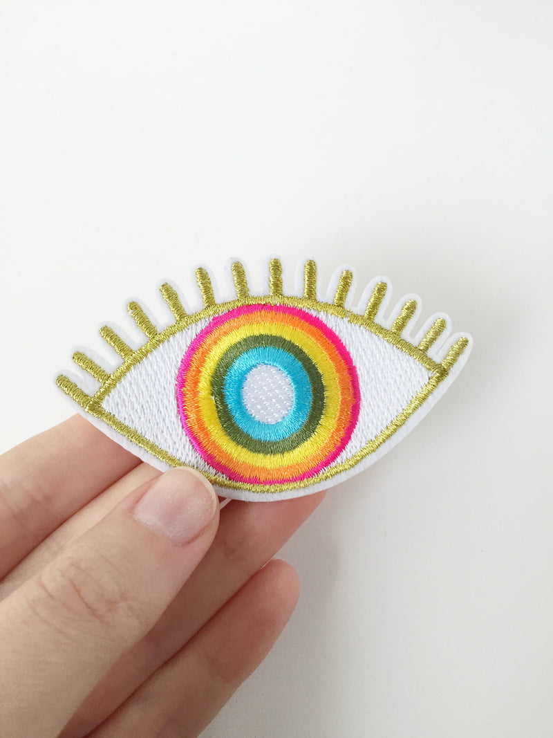 Rainbow Eye Iron-on Patch, Amulet Embroidery