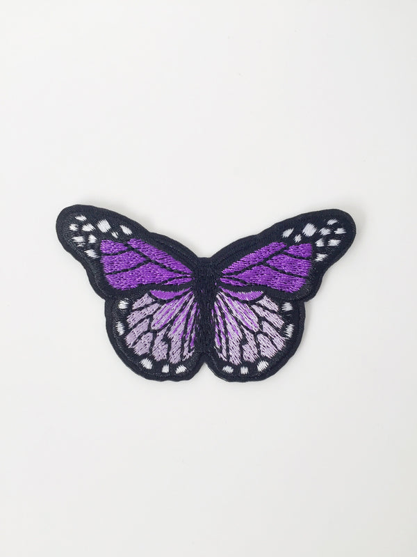 Purple Butterfly Iron-on Patch, Embroidered Butterfly Badge