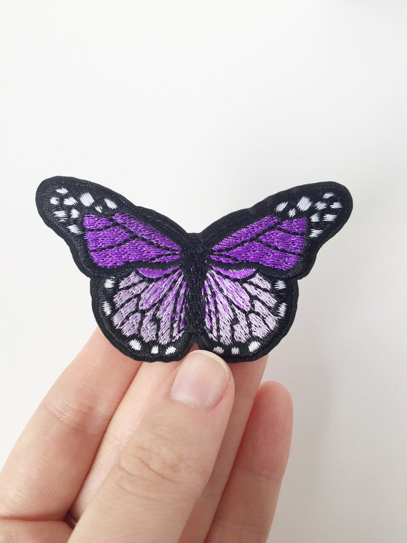 Purple Butterfly Iron-on Patch, Embroidered Butterfly Badge