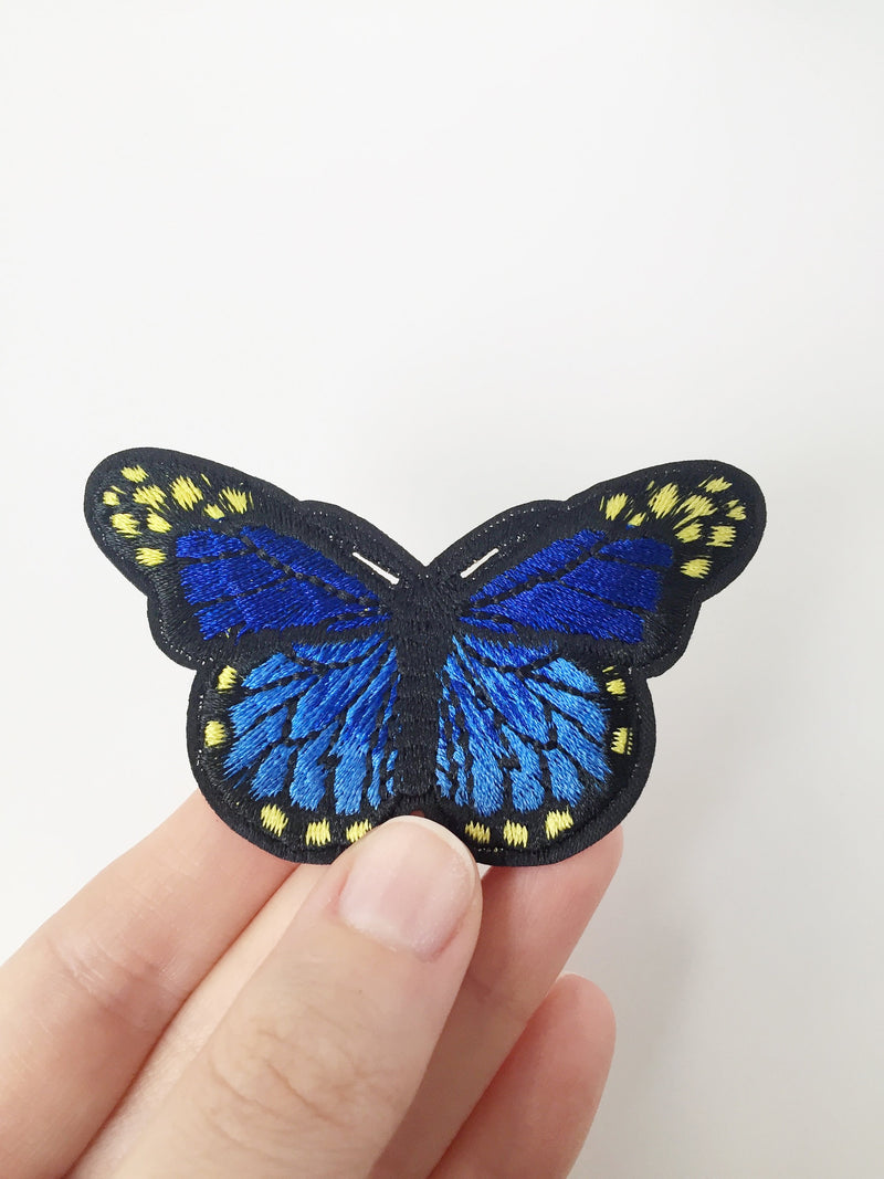 Blue Morpho Butterfly Iron-on Patch, Embroidered Butterfly Applique