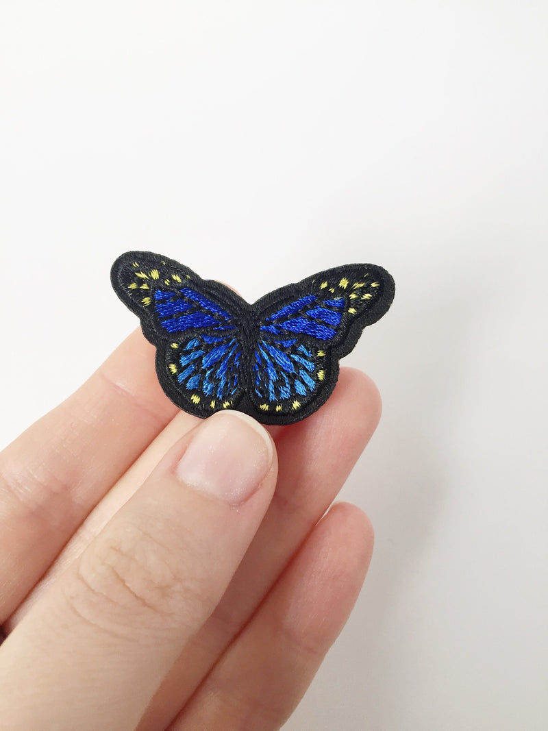 Small Blue Morpho Butterfly Iron-on Patch, Embroidered Butterfly Badge