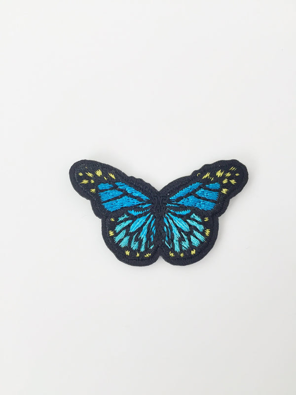 Small Blue Butterfly Iron-on Patch, Embroidered Butterfly Badge