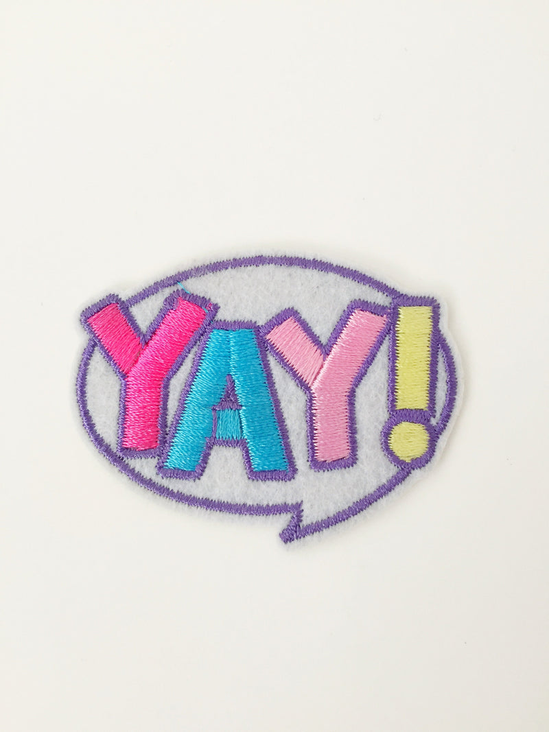 Yay Iron-on Patch, Embroidered Positivity Badge