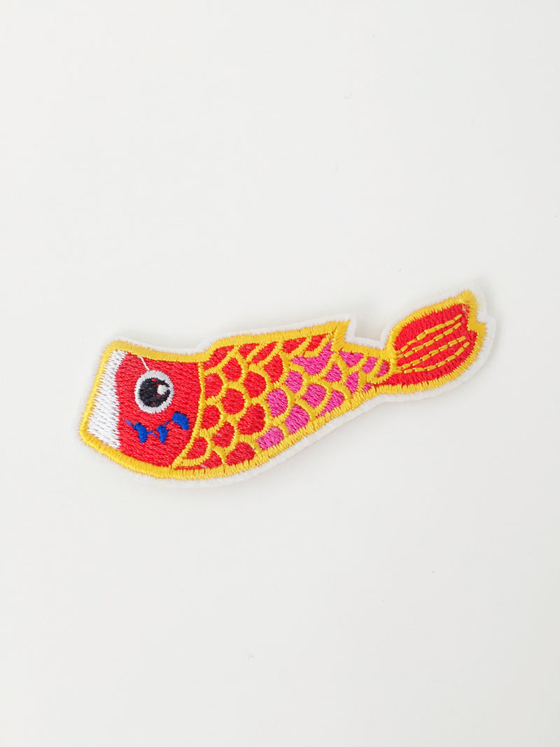 Koi Carp Iron-on Patch, Japanese Fish Embroidery Motif