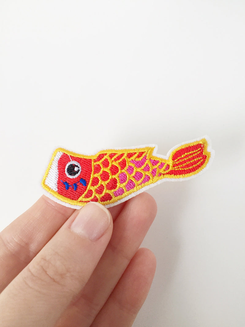 Koi Carp Iron-on Patch, Japanese Fish Embroidery Motif