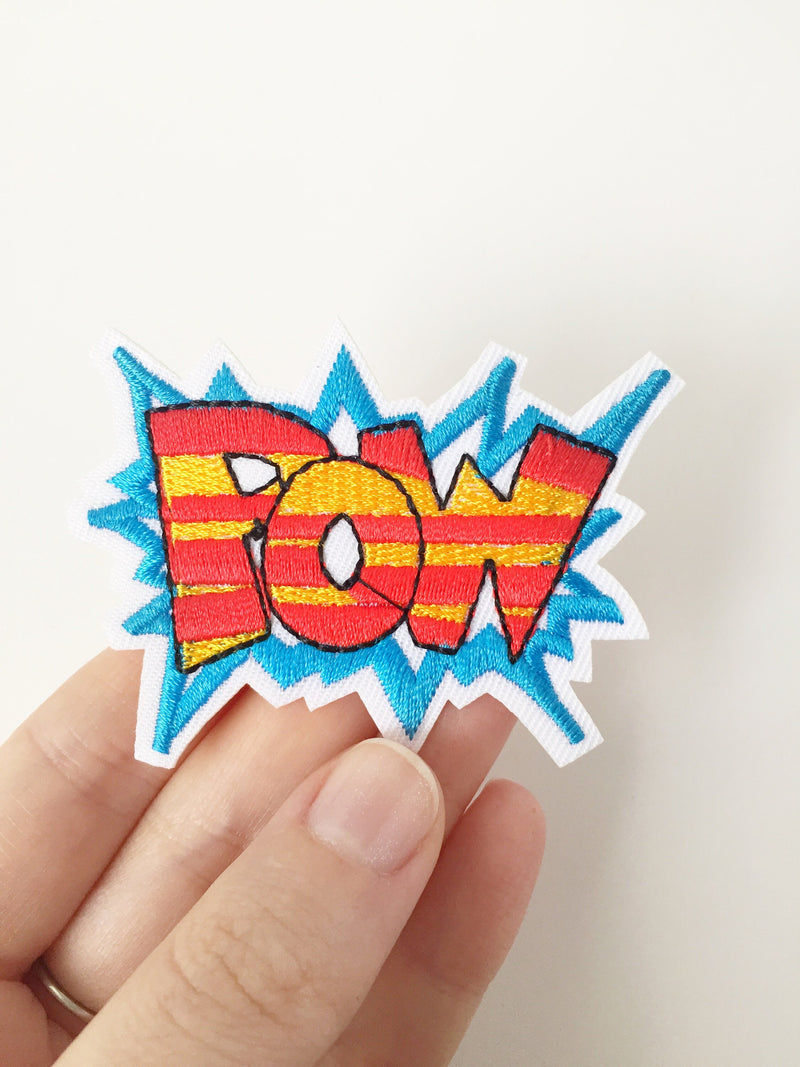 Pow Iron-on Patch, Super Hero Comic Book Motif