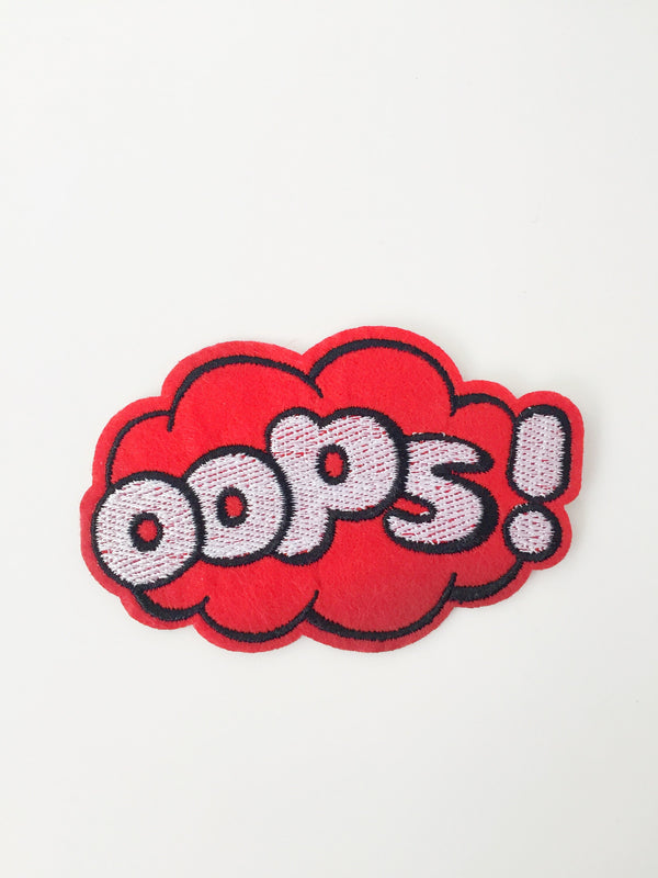 Oops Iron-on Patch, Pop Culture Fun Badge, Comic Book Motif