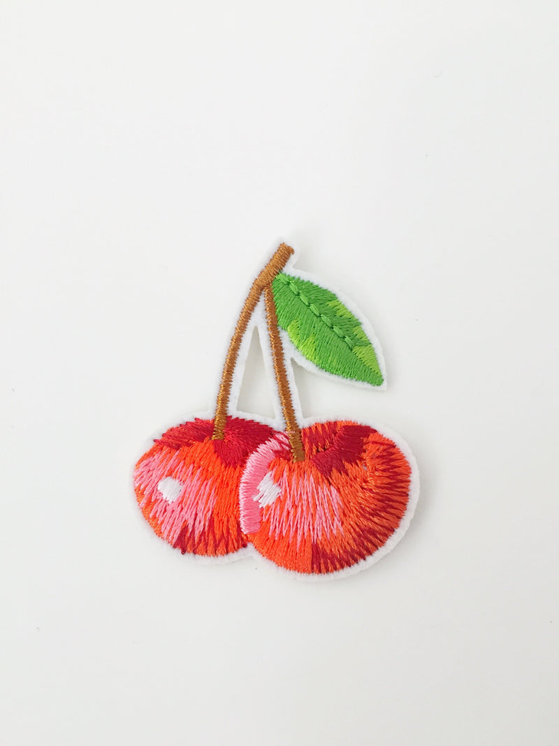 Cherry Iron-on Patch, Embroidered Berry Applique