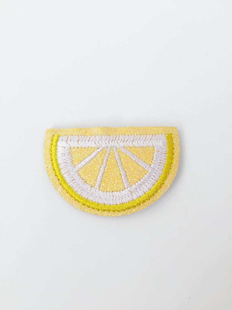 Lemon Iron-on Patch, Embroidered Citrus Applique