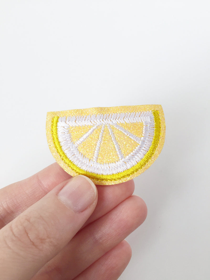 Lemon Iron-on Patch, Embroidered Citrus Applique