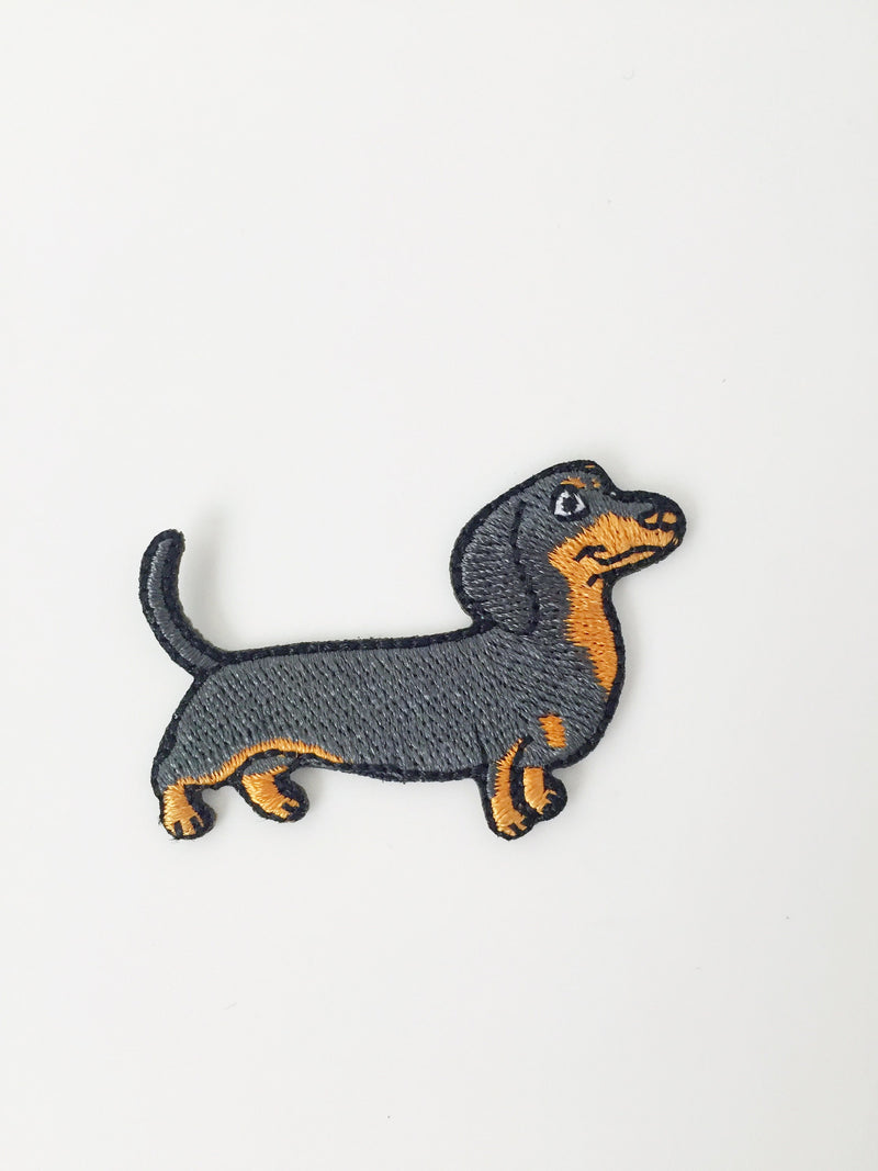 Dachshund Iron-on Patch, Embroidered Sausage Dog Motif Badge