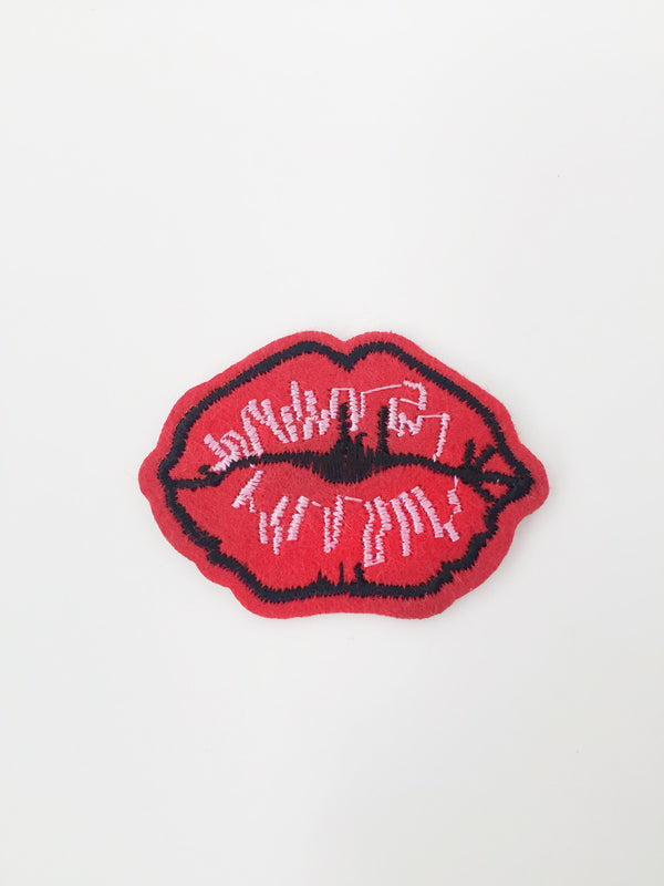 Red Lips Iron-on Patch, Embroidered Pouting Lips Applique