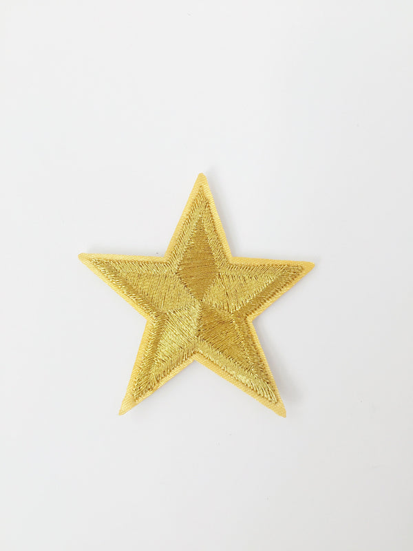 Gold Star Iron-on Patch, Embroidered Star Applique