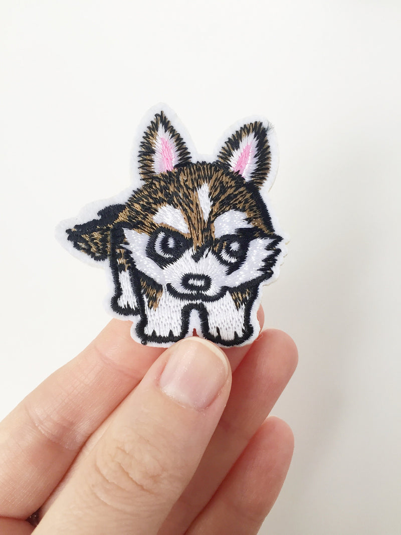 Husky Iron-on Patch, Embroidered Husky Pup Motif