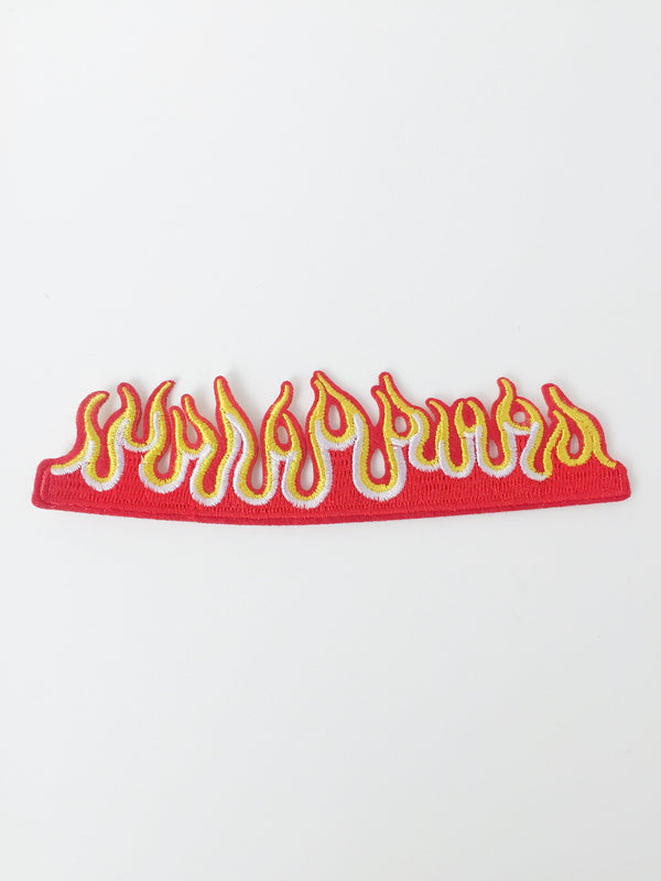 Burning Fire Iron-on Patch, Flame Badge, Row of Flames Motif