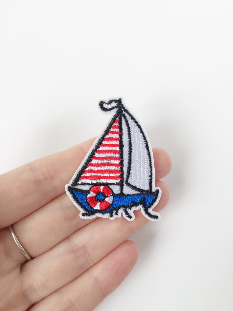 Sail Iron-on Patch, Embroidered Yacht Motif