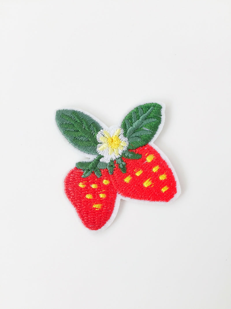 Strawberries Iron-on Patch, Embroidered Berry Applique