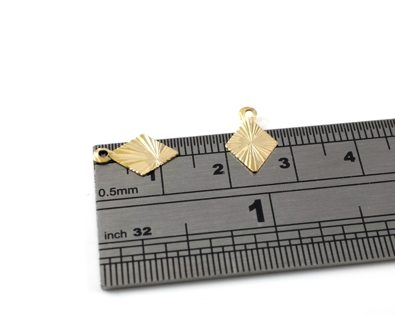 10 x Textured Raw Brass Kite Pendants, 13x0.8mm (C0447)