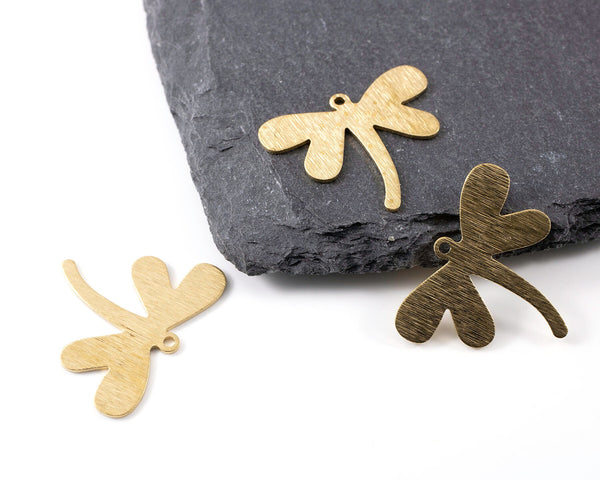 4 x Raw Brass Dragonfly Charms, 27x22 mm (C0449)