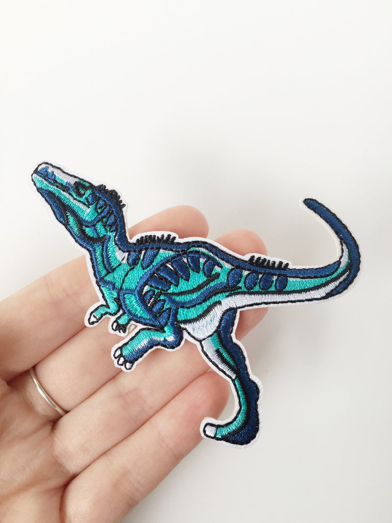 Velociraptor Iron-on Patch, Dinosaur Embroidery