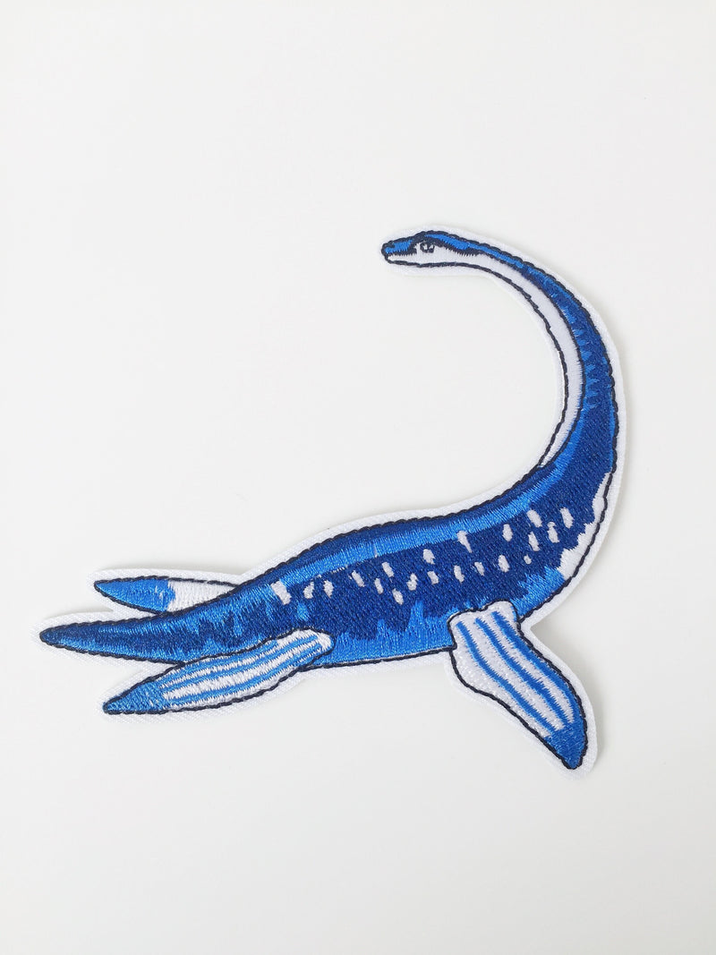 Plesiosaurus Iron-on Patch, Dinosaur Embroidery Motif