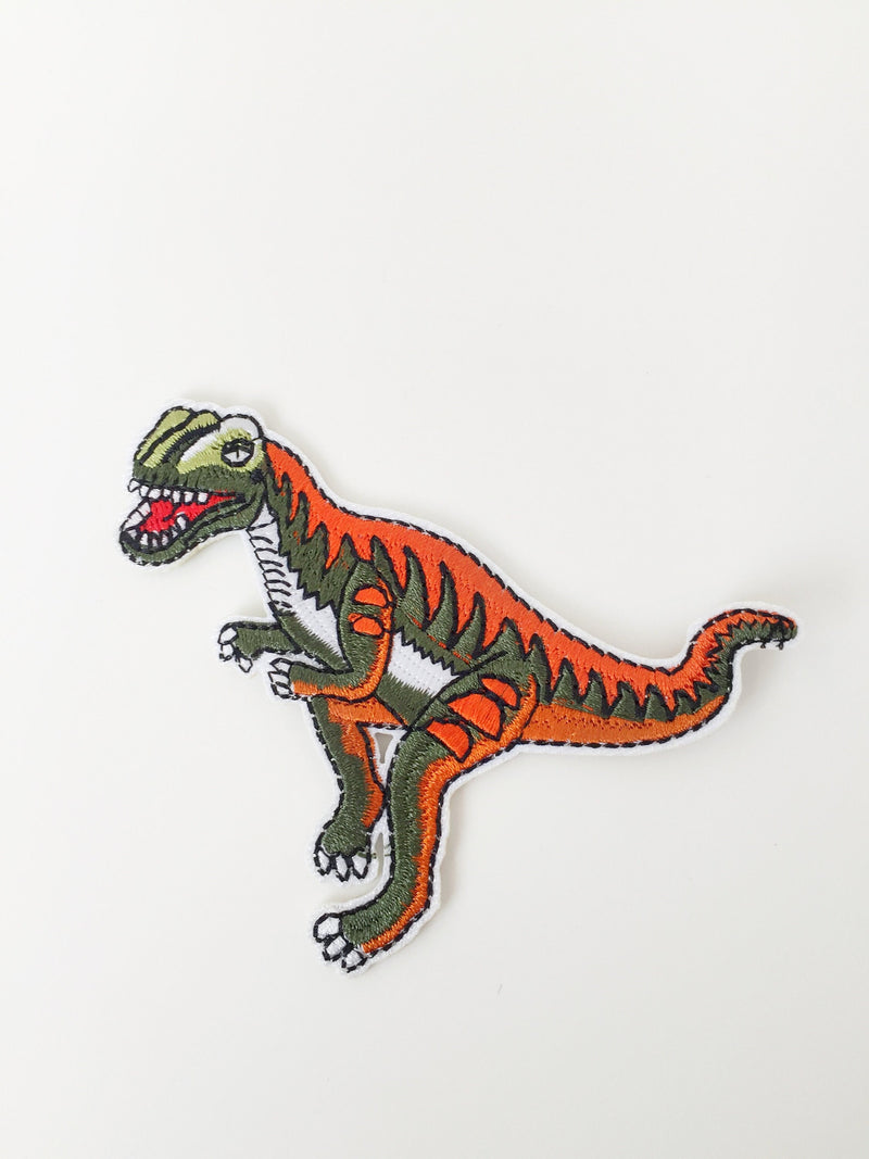 Raptor Iron-on Patch, Dinosaur Embroidery, Velociraptor Motif