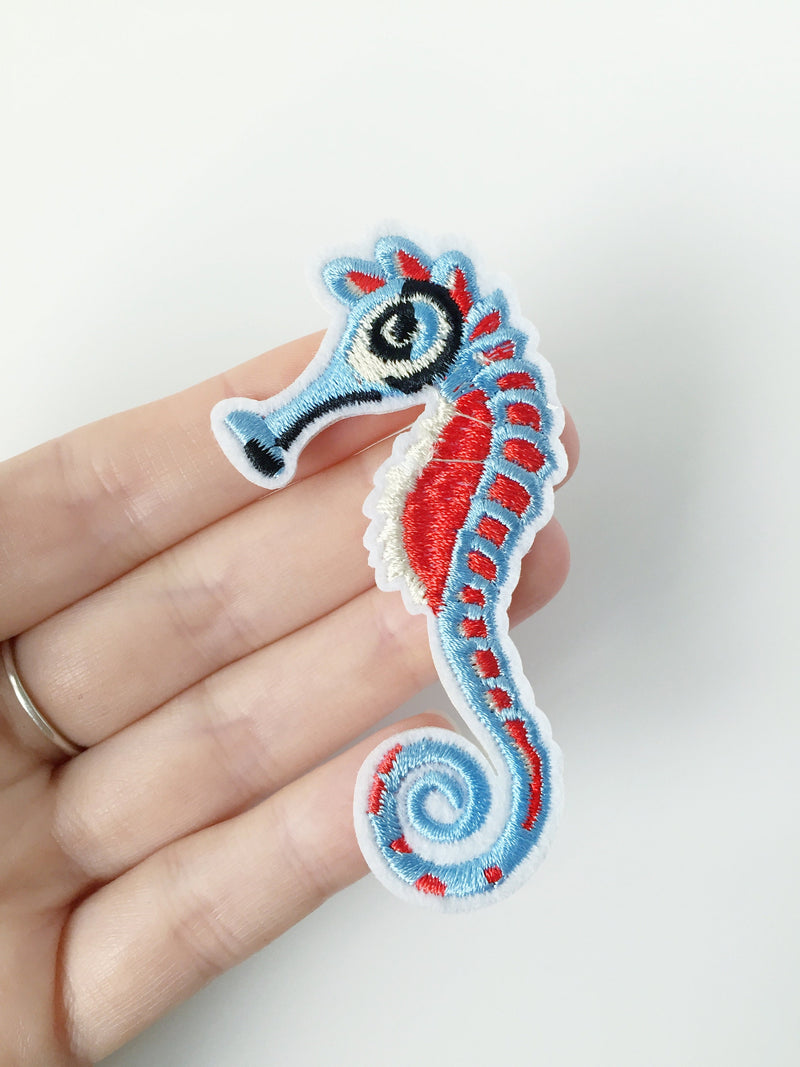 Seahorse Iron on Patch, Sea Life Animal Applique